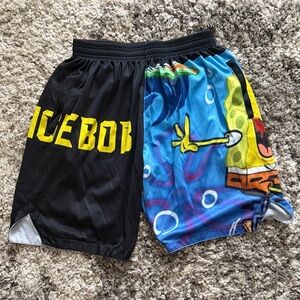 SpongeBob Two-Tone Black & Blue Graphic Kids Shorts with Yellow Logo